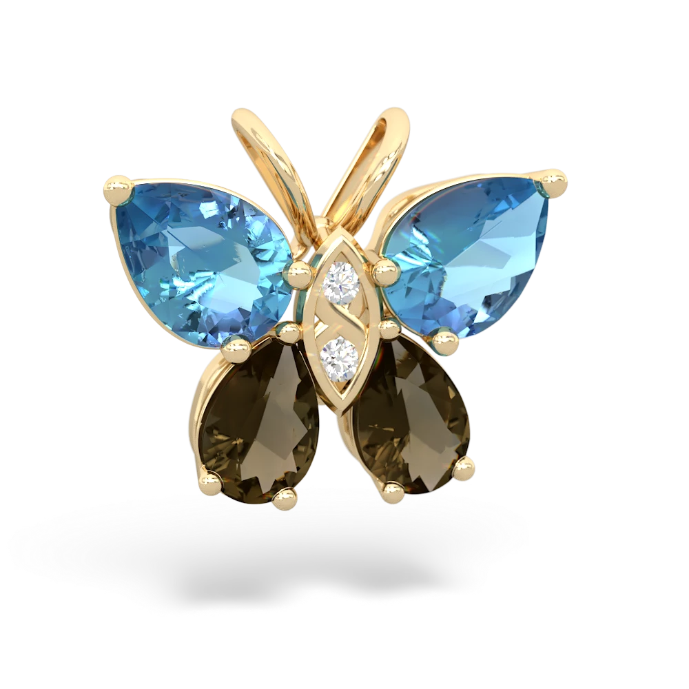 Blue Topaz Butterfly 14K Yellow Gold pendant P2215