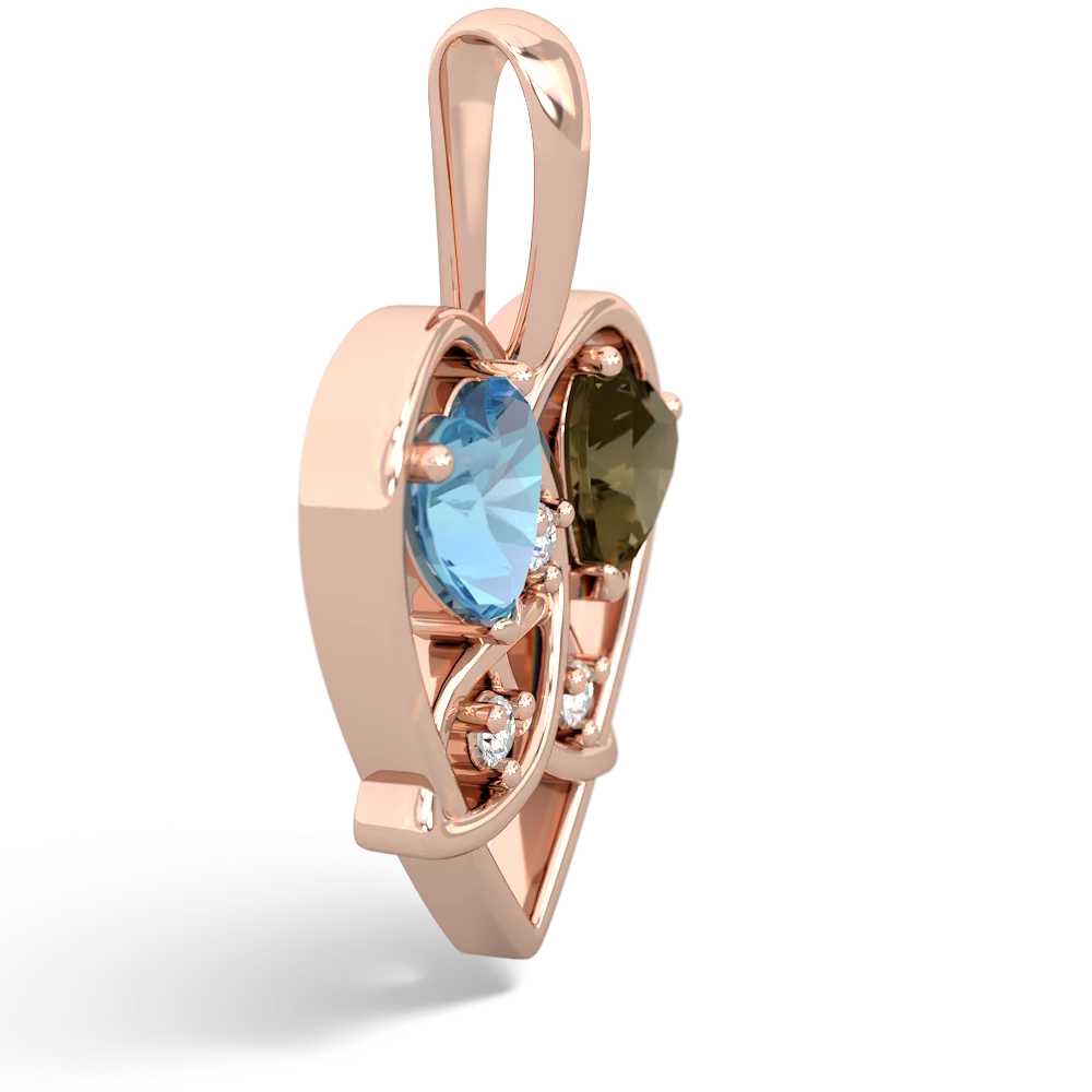 Blue Topaz Celtic Trinity Heart 14K Rose Gold pendant P5331