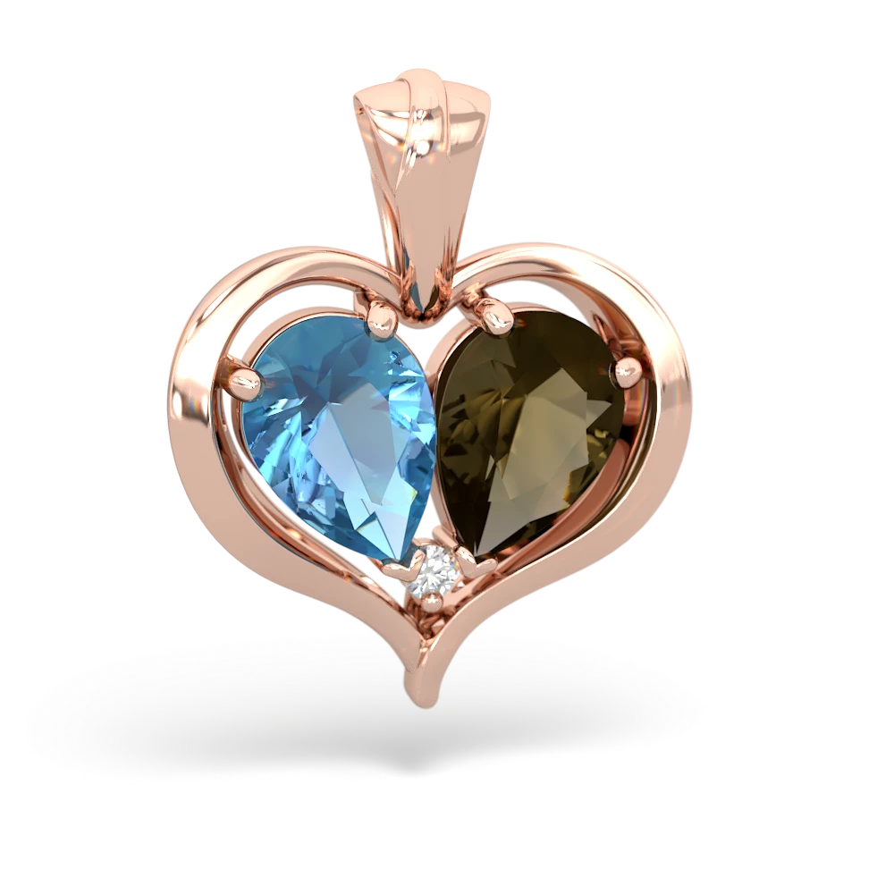 Blue Topaz Two Become One 14K Rose Gold pendant P5330