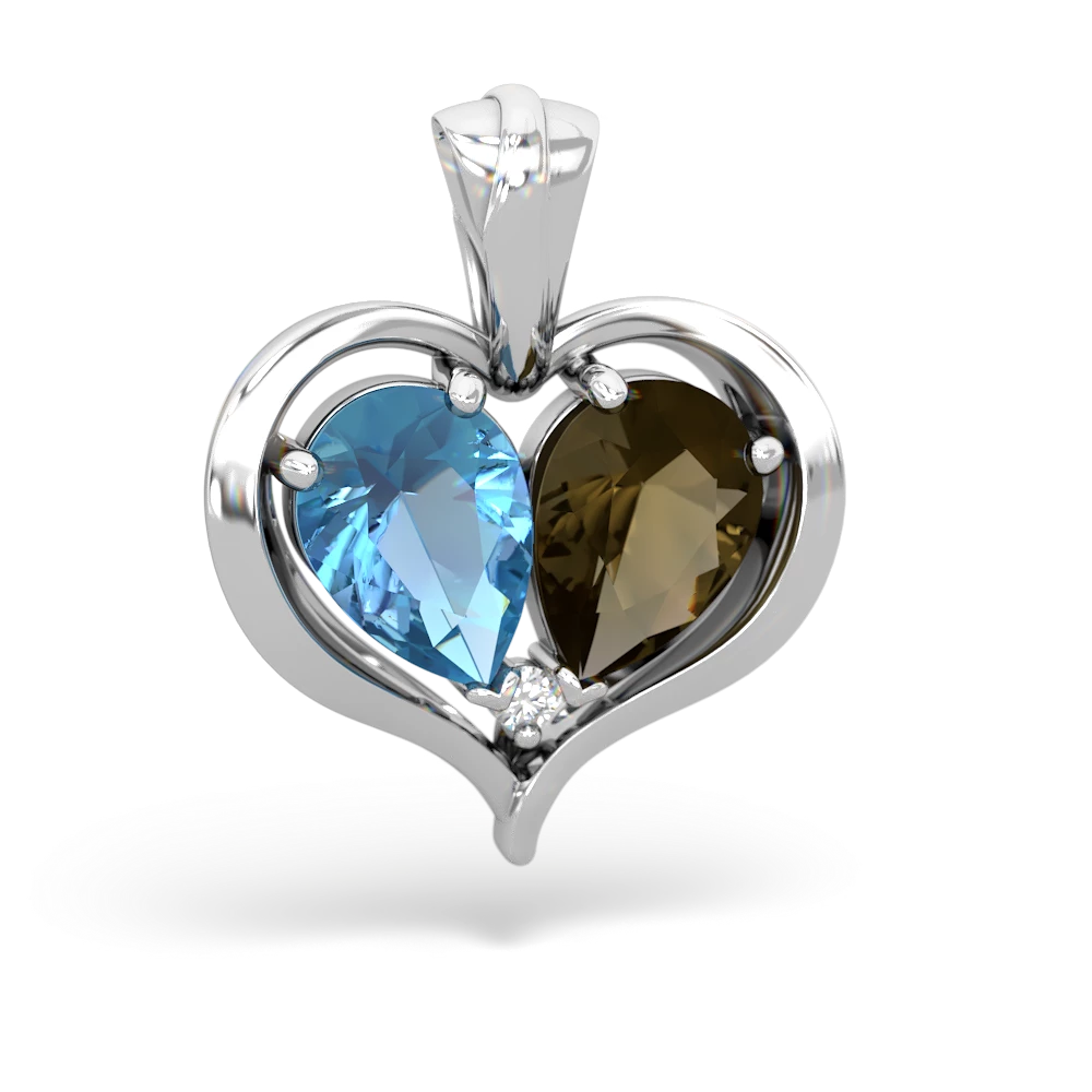 Blue Topaz Two Become One 14K White Gold pendant P5330