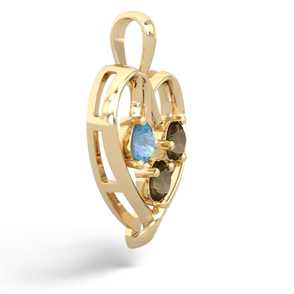 Blue Topaz Glowing Heart 14K Yellow Gold pendant P2233