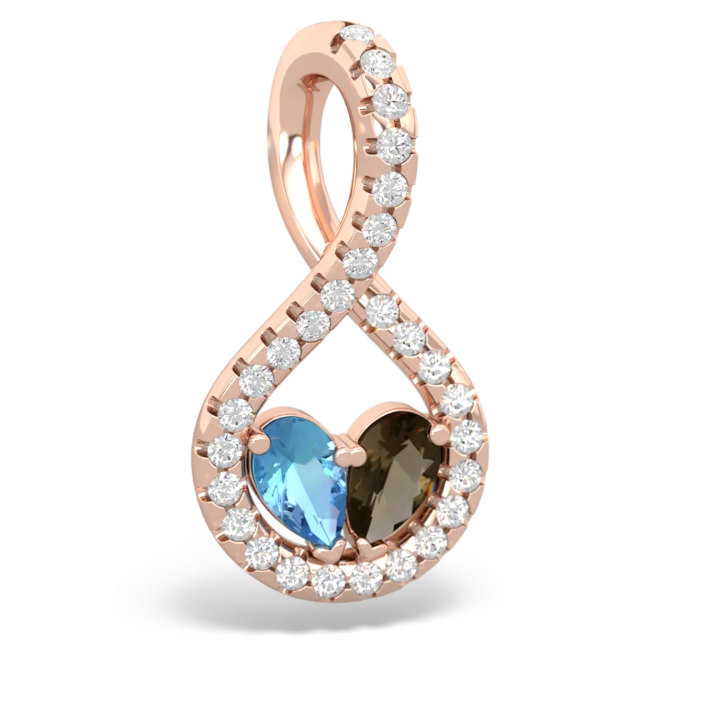 Blue Topaz Pave Twist 'One Heart' 14K Rose Gold pendant P5360