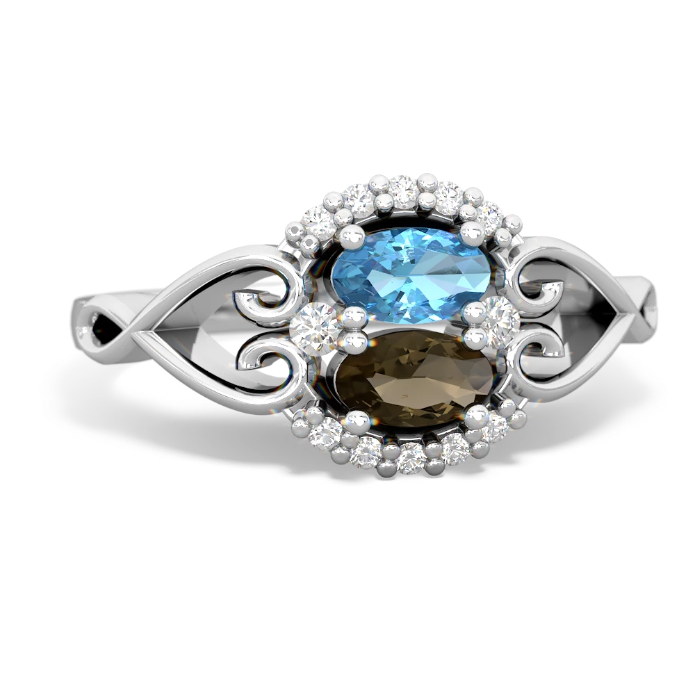 Blue Topaz Love Nest 14K White Gold ring R5860