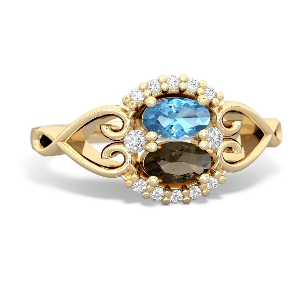 Blue Topaz Love Nest 14K Yellow Gold ring R5860