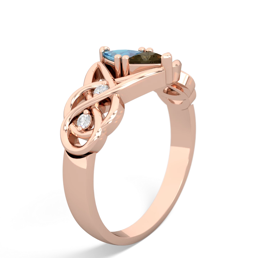 Blue Topaz Keepsake Celtic Knot 14K Rose Gold ring R5300