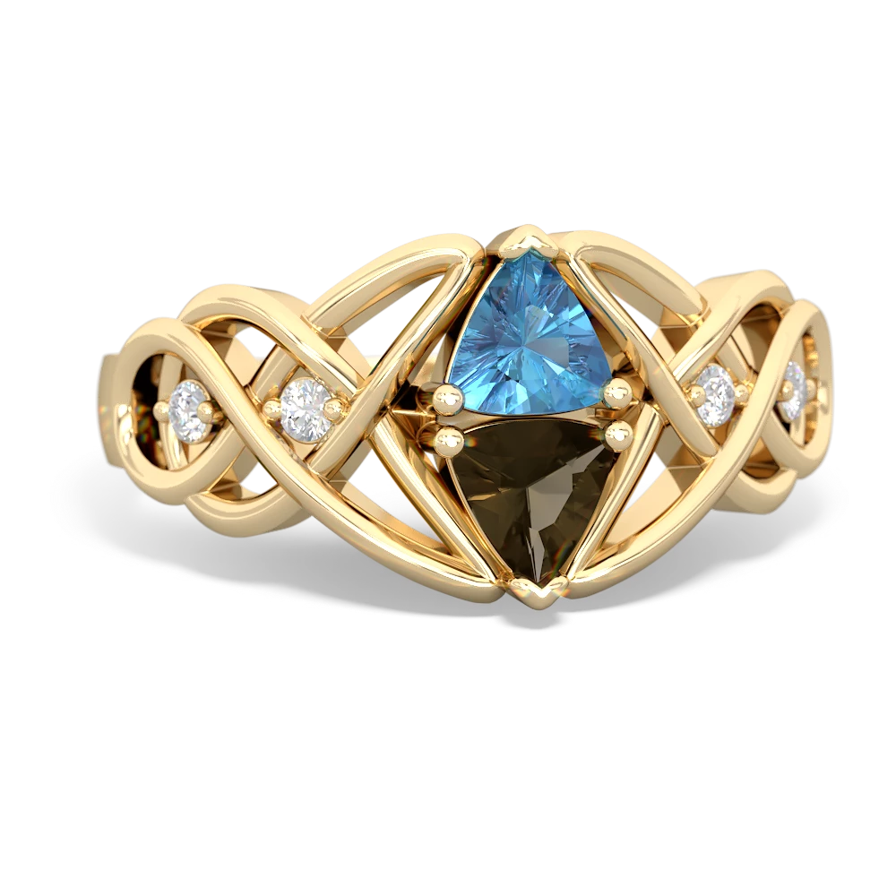 Blue Topaz Keepsake Celtic Knot 14K Yellow Gold ring R5300