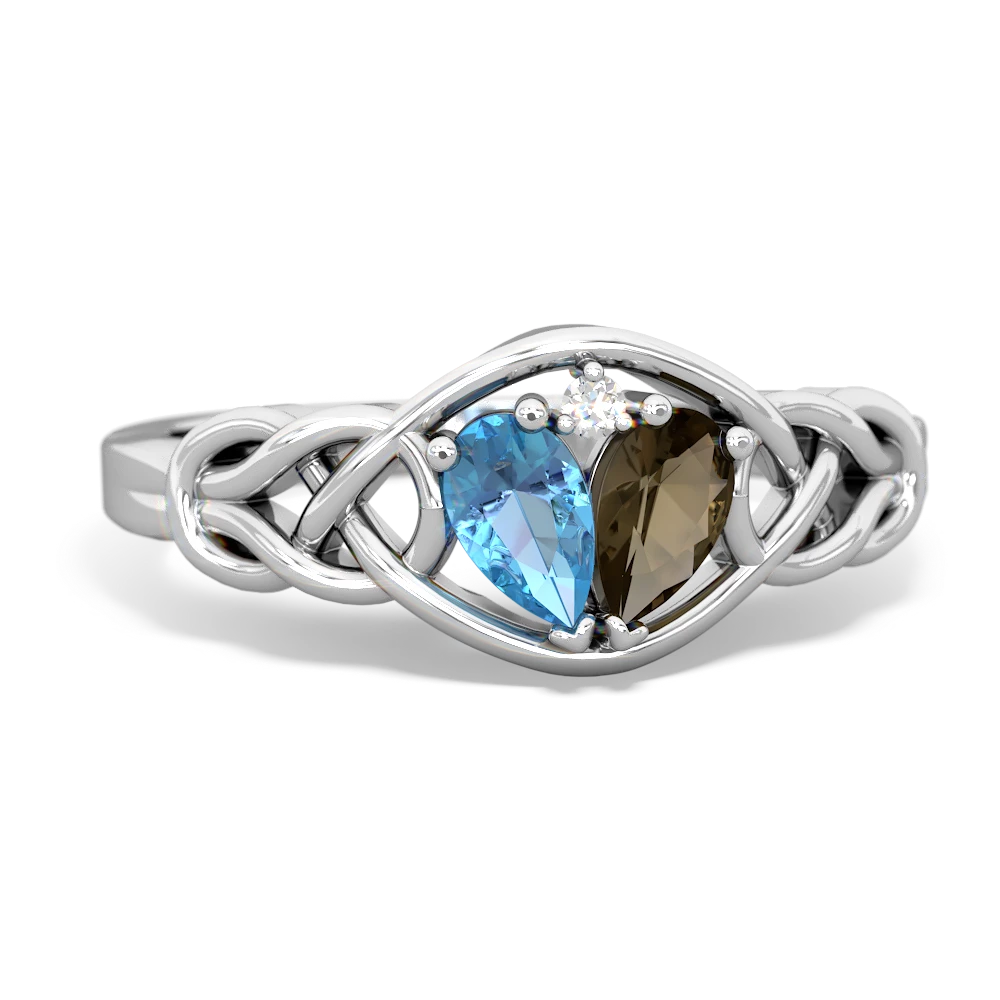 Blue Topaz Celtic Love Knot 14K White Gold ring R5420