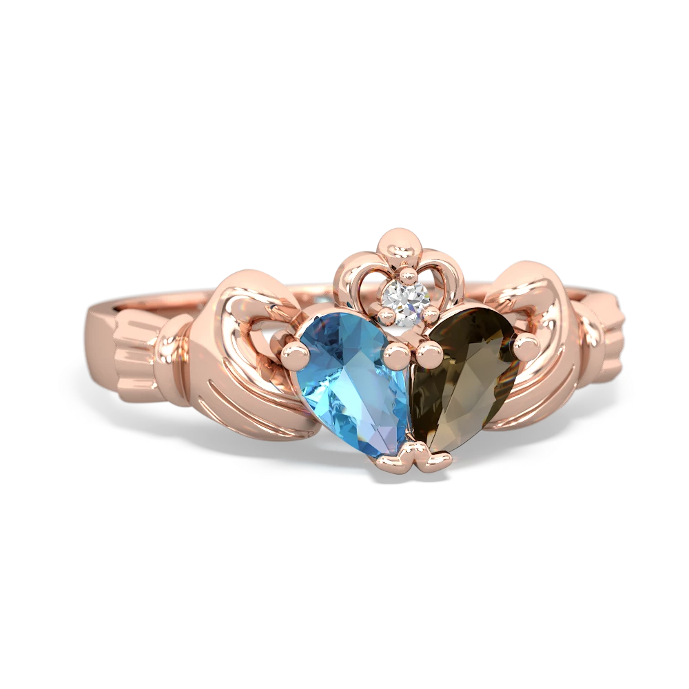 Blue Topaz 'Our Heart' Claddagh 14K Rose Gold ring R2388