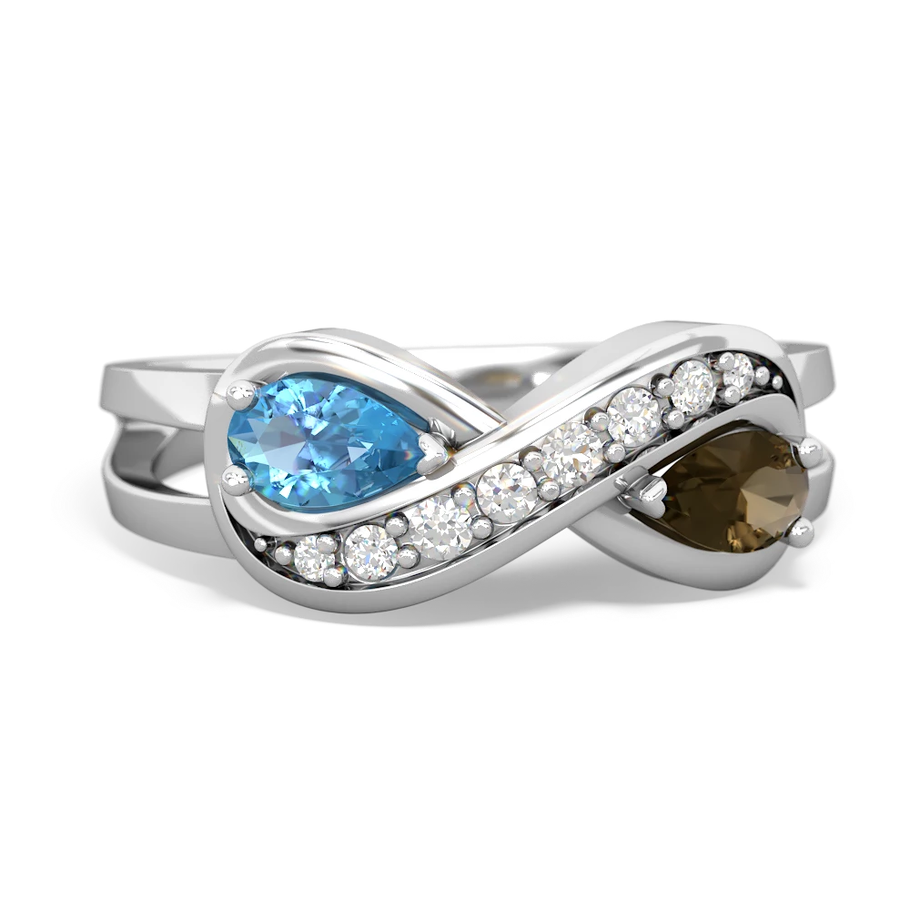 Blue Topaz Diamond Infinity 14K White Gold ring R5390