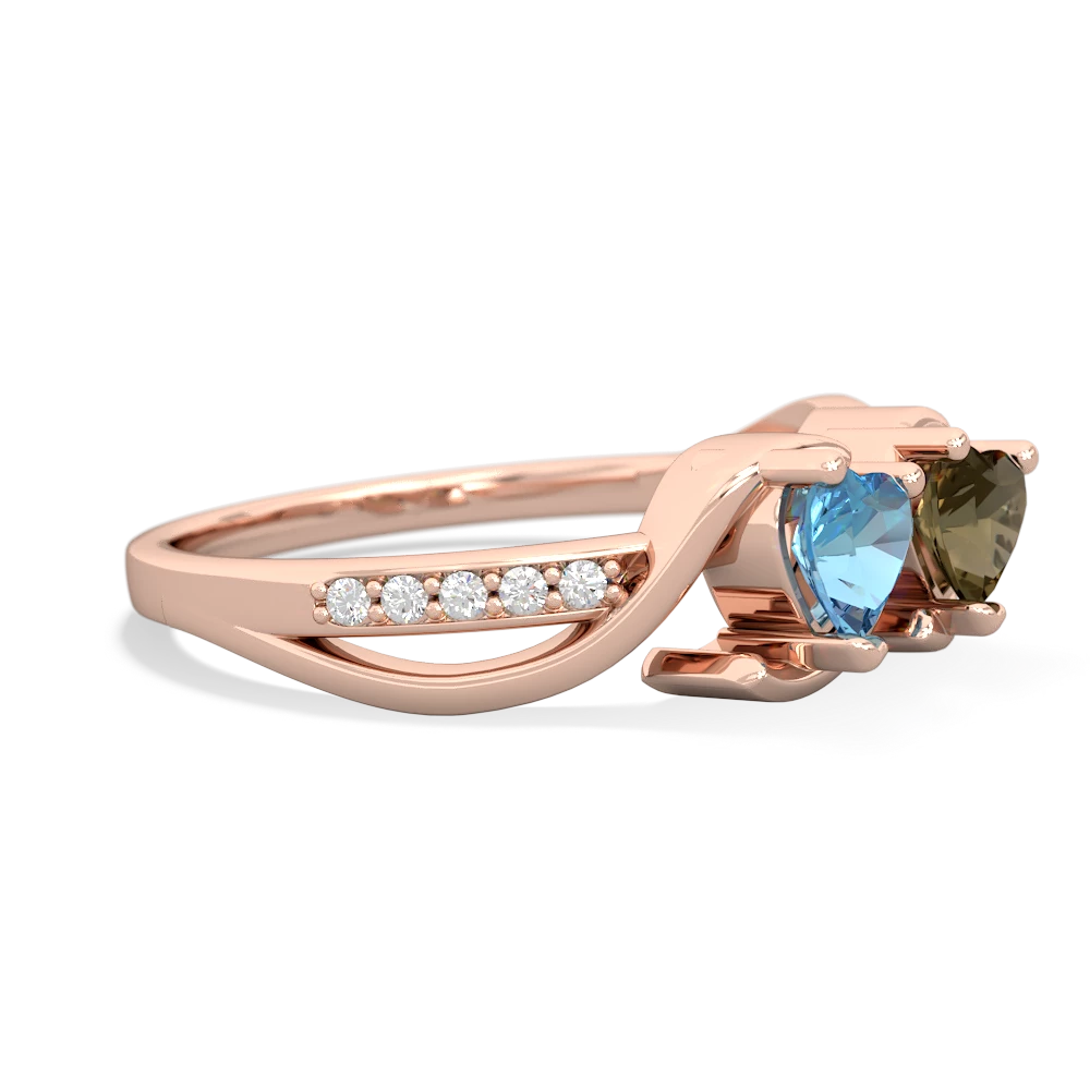 Blue Topaz Side By Side 14K Rose Gold ring R3090