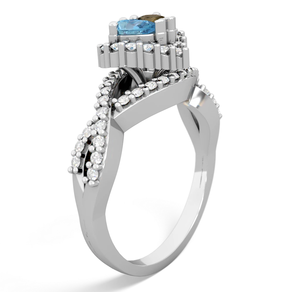 Blue Topaz Diamond Twist 'One Heart' 14K White Gold ring R2640HRT