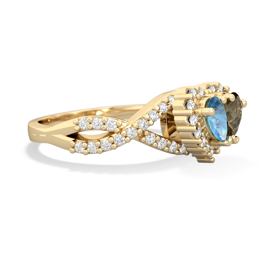 Blue Topaz Diamond Twist 'One Heart' 14K Yellow Gold ring R2640HRT