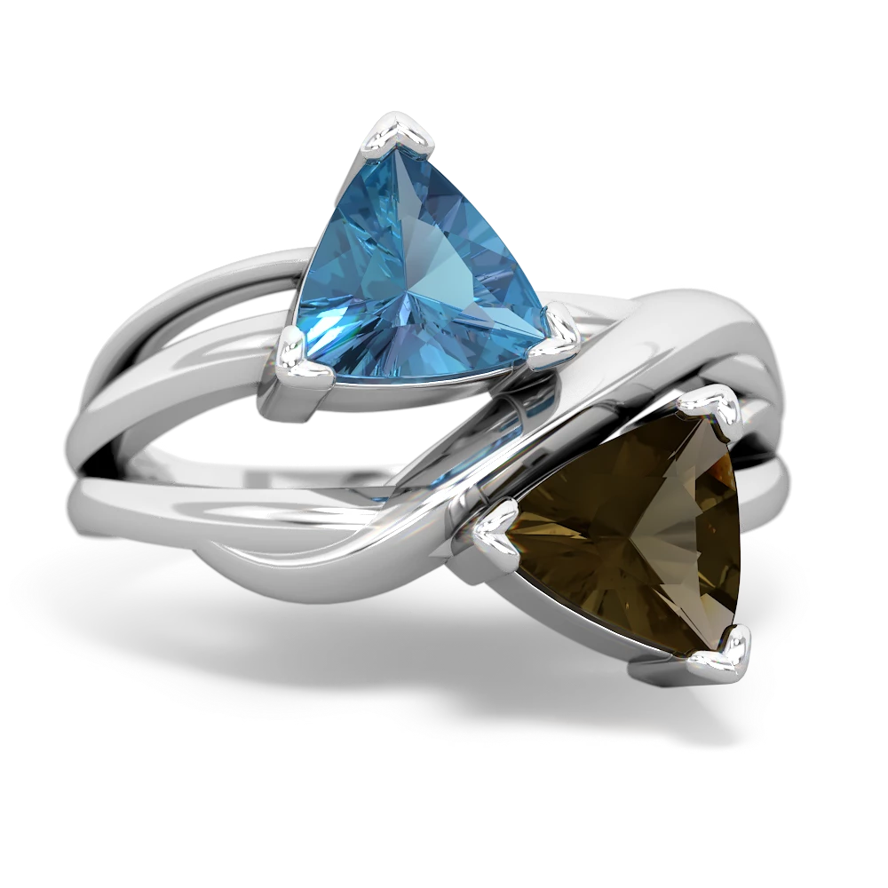 Blue Topaz Split Band Swirl 14K White Gold ring R2341