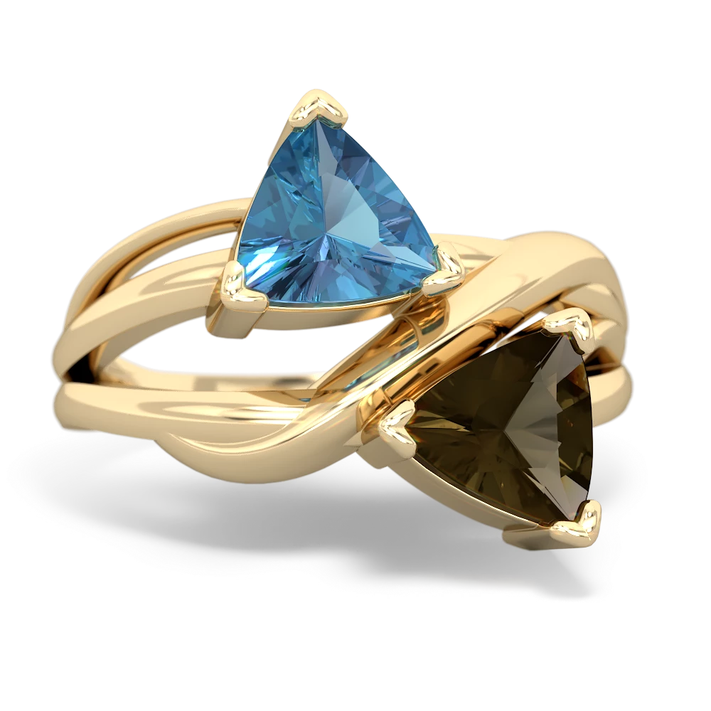 Blue Topaz Split Band Swirl 14K Yellow Gold ring R2341