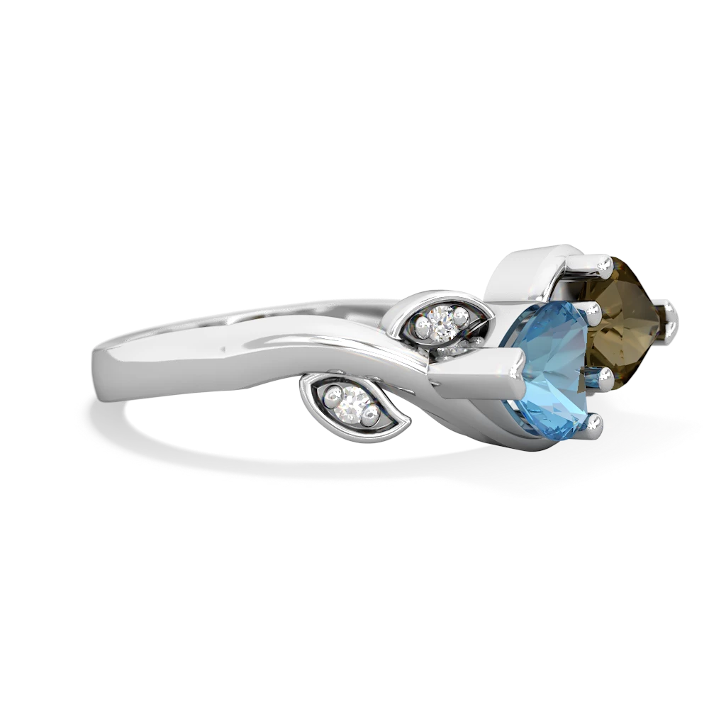 Blue Topaz Floral Elegance 14K White Gold ring R5790