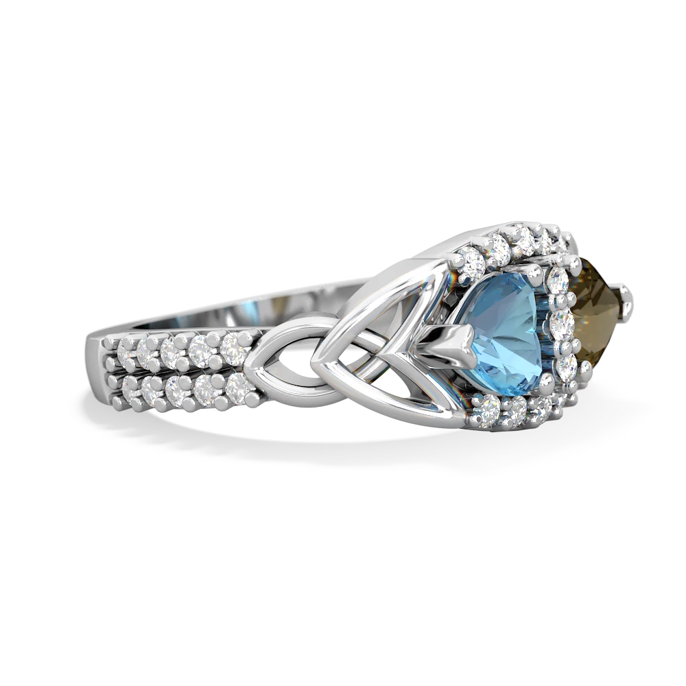 Blue Topaz Sparkling Celtic Knot 14K White Gold ring R2645