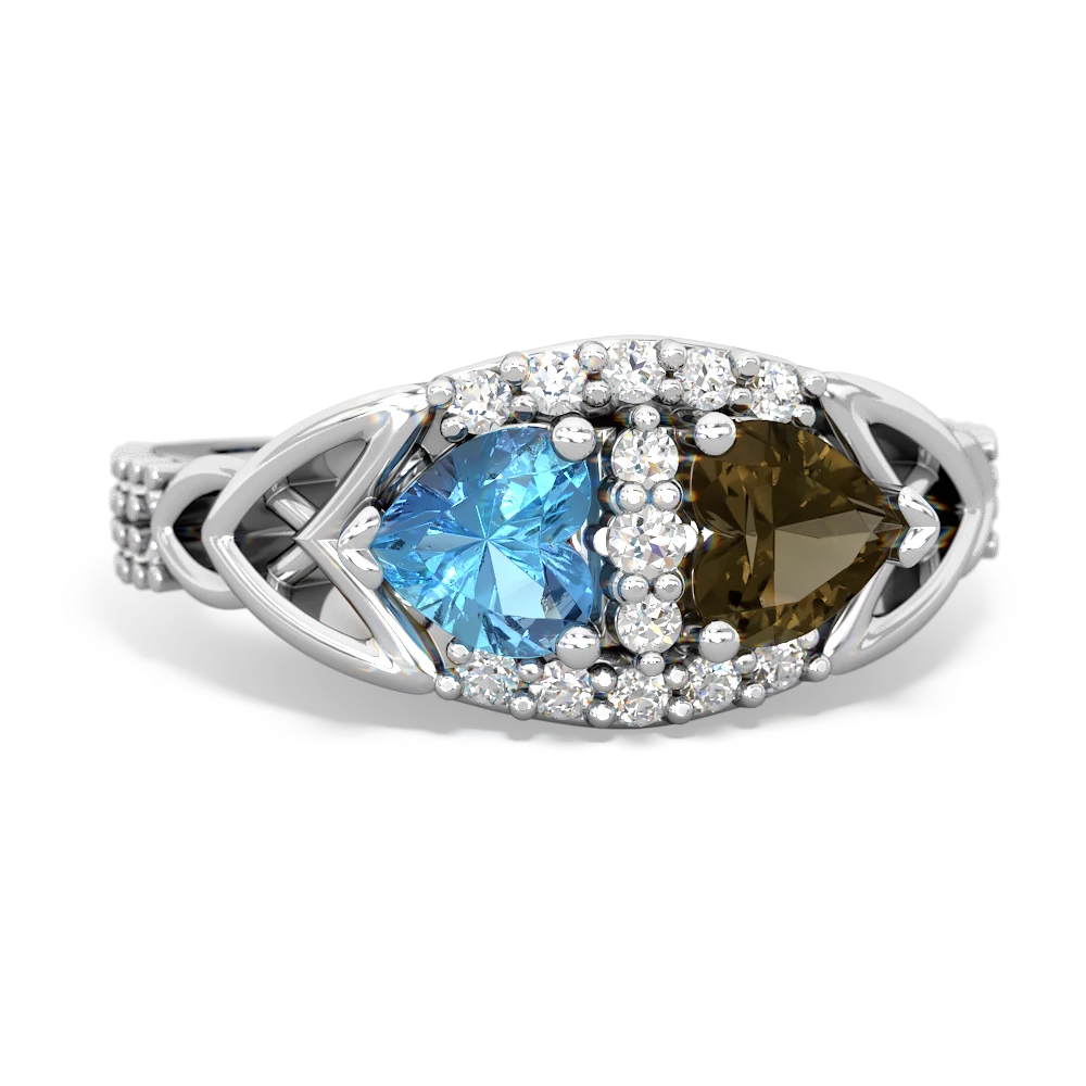 Blue Topaz Sparkling Celtic Knot 14K White Gold ring R2645