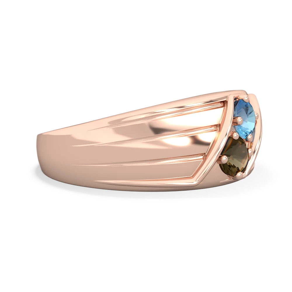 Blue Topaz Men's Streamline 14K Rose Gold ring R0460