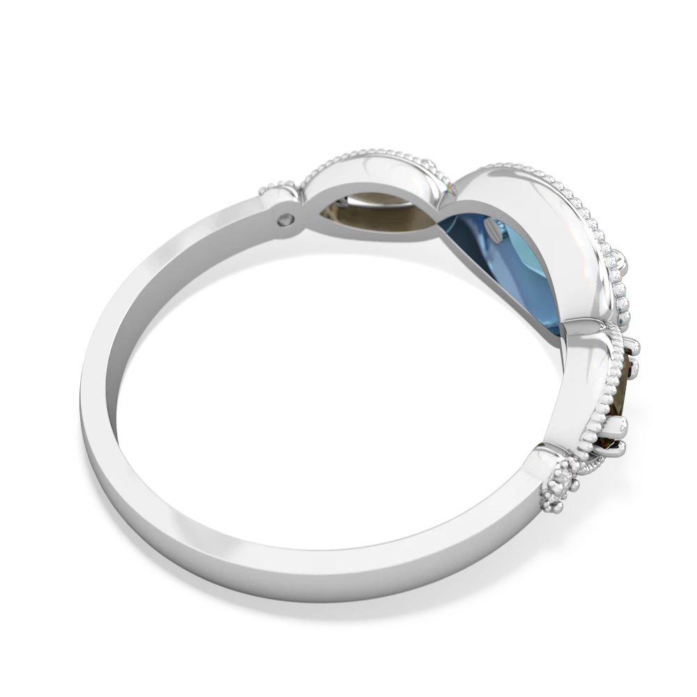 Blue Topaz Milgrain Marquise 14K White Gold ring R5700