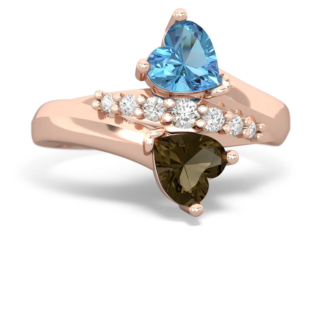 Blue Topaz Heart To Heart 14K Rose Gold ring R2064