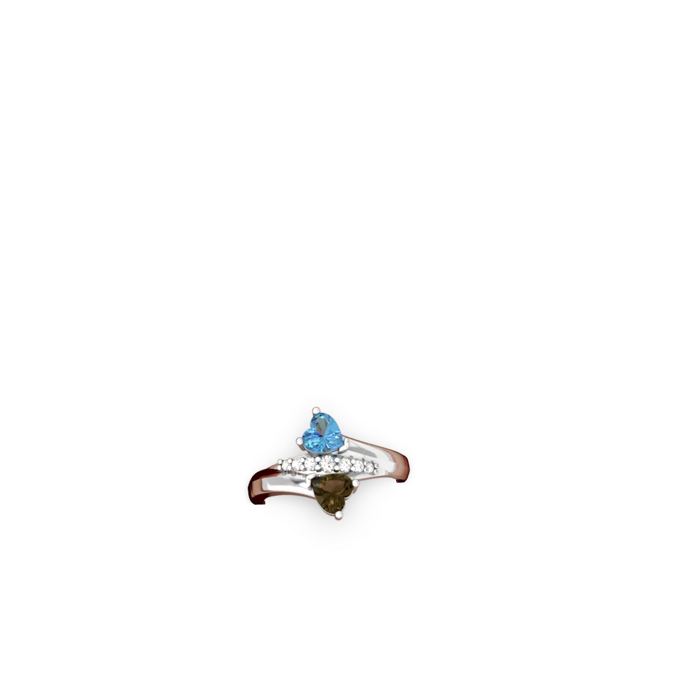 Blue Topaz Heart To Heart 14K White Gold ring R2064