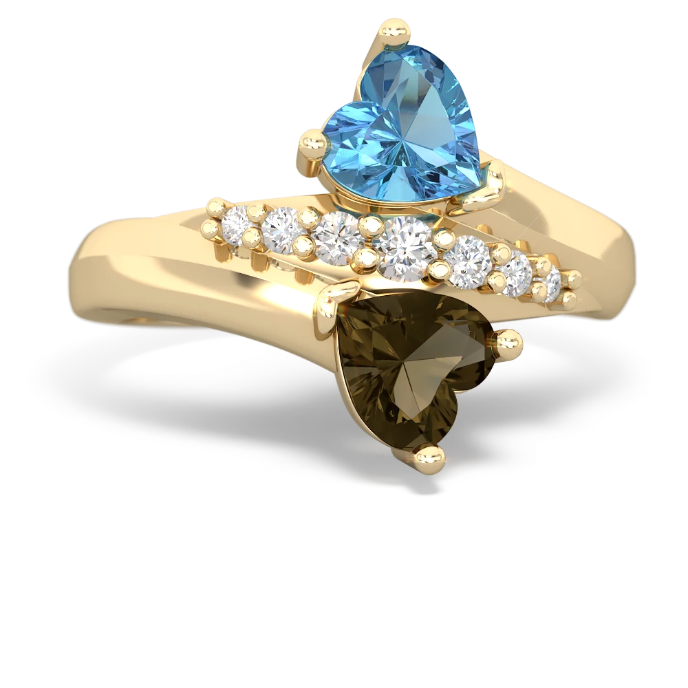 Blue Topaz Heart To Heart 14K Yellow Gold ring R2064