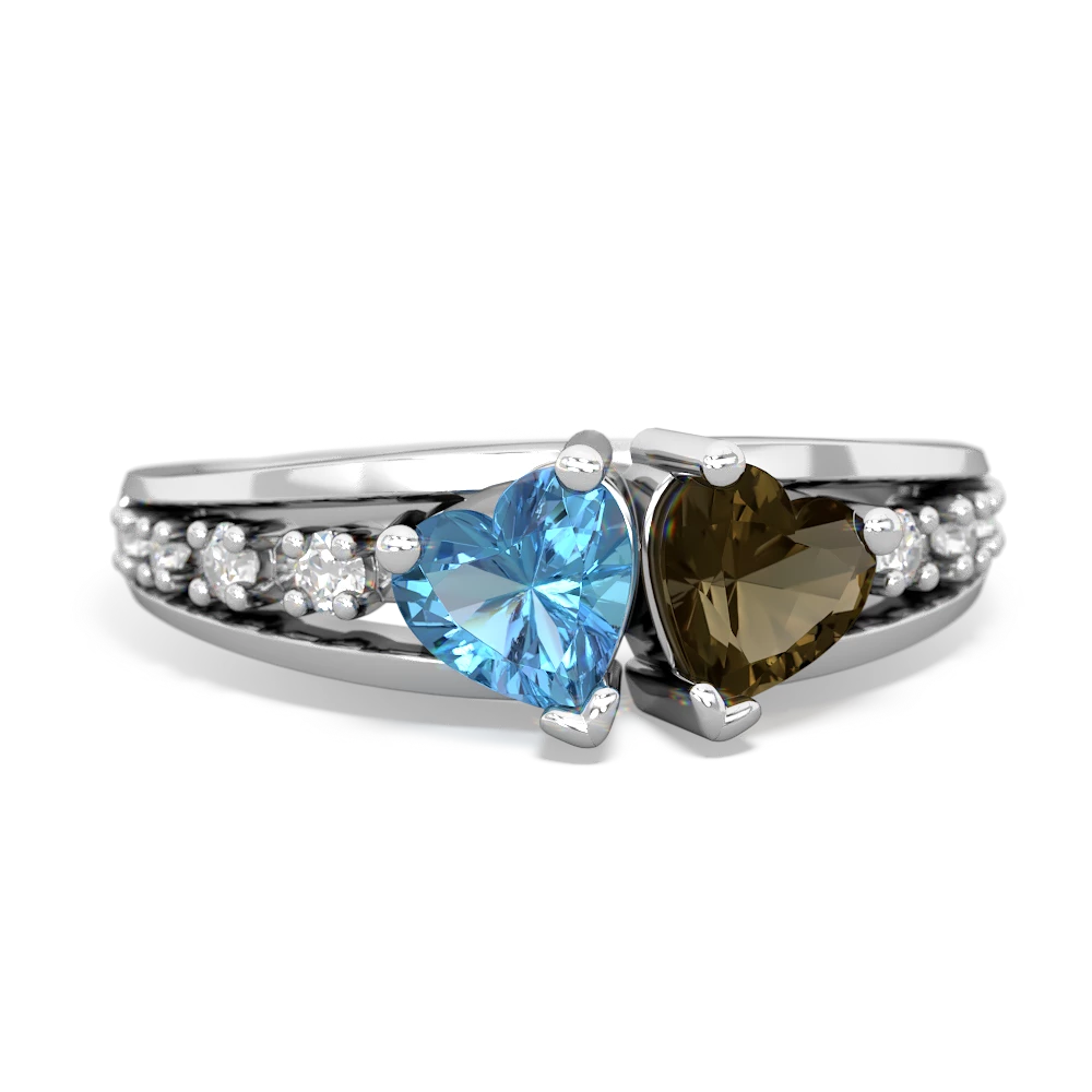 Blue Topaz Heart To Heart 14K White Gold ring R3342