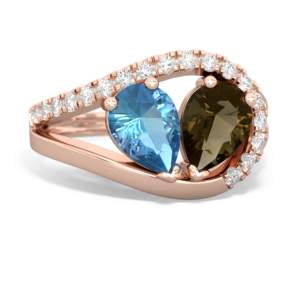 Blue Topaz Nestled Heart Keepsake 14K Rose Gold ring R5650