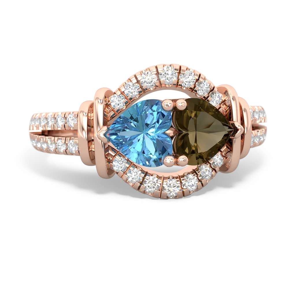 Blue Topaz Art-Deco Keepsake 14K Rose Gold ring R5630