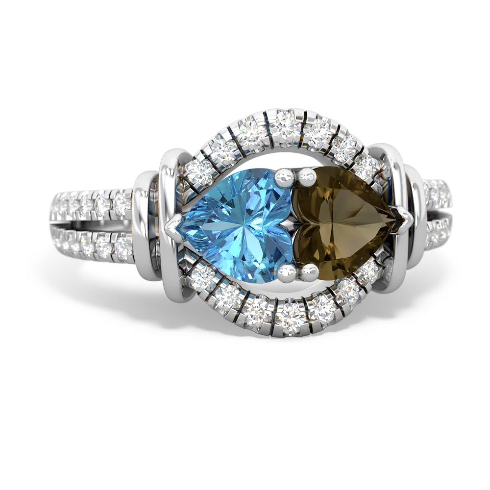 Blue Topaz Art-Deco Keepsake 14K White Gold ring R5630