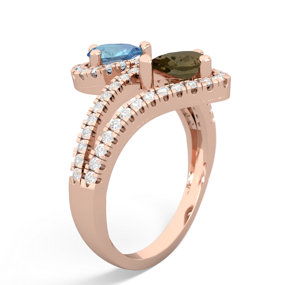 Blue Topaz Diamond Dazzler 14K Rose Gold ring R3000