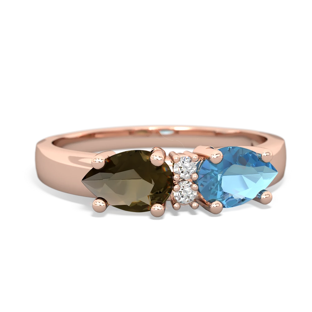 Blue Topaz Pear Bowtie 14K Rose Gold ring R0865