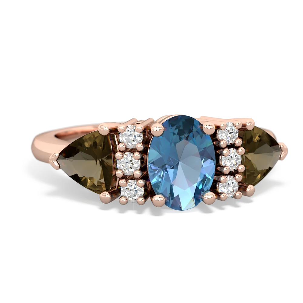 Blue Topaz Antique Style Three Stone 14K Rose Gold ring R2186