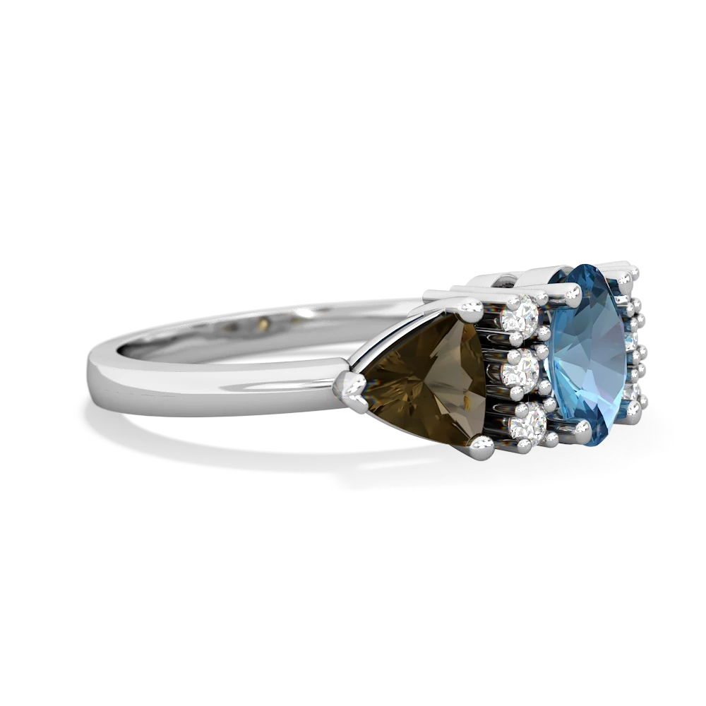 Blue Topaz Antique Style Three Stone 14K White Gold ring R2186