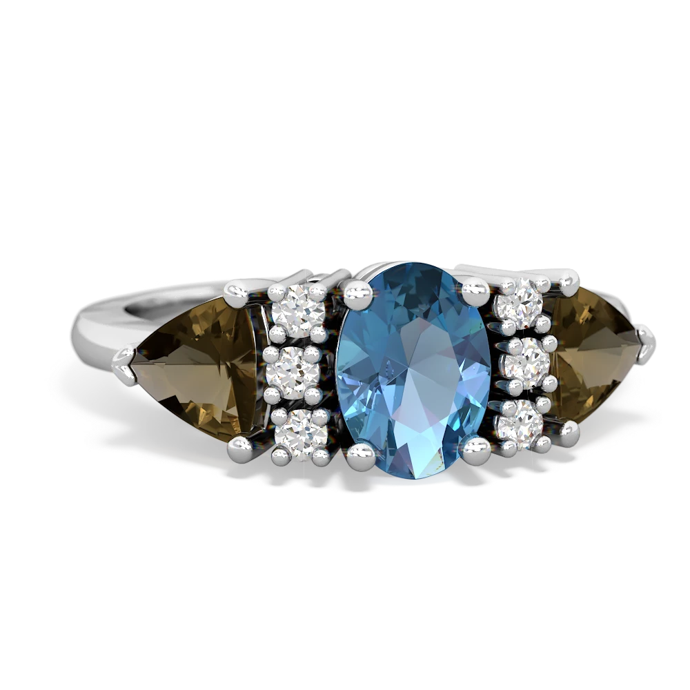 Blue Topaz Antique Style Three Stone 14K White Gold ring R2186