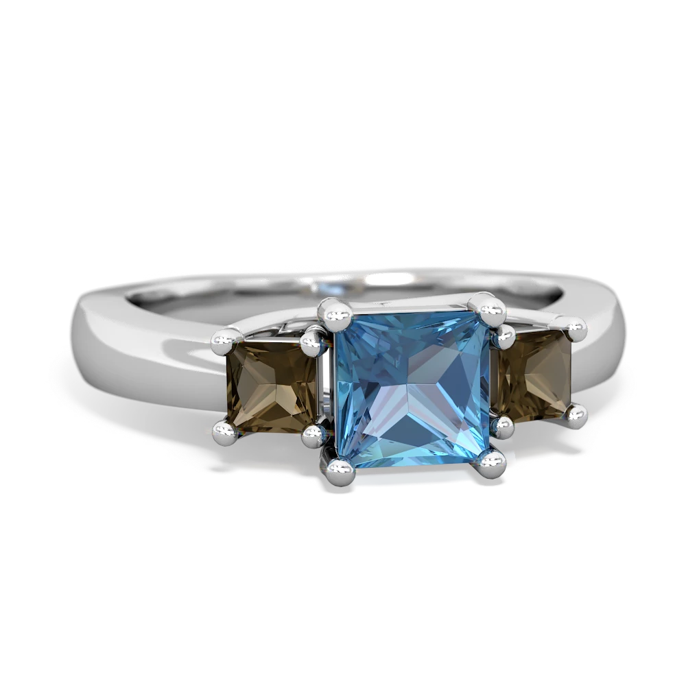 Blue Topaz Three Stone Trellis 14K White Gold ring R4015