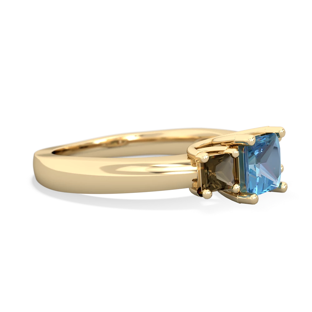 Blue Topaz Three Stone Trellis 14K Yellow Gold ring R4015