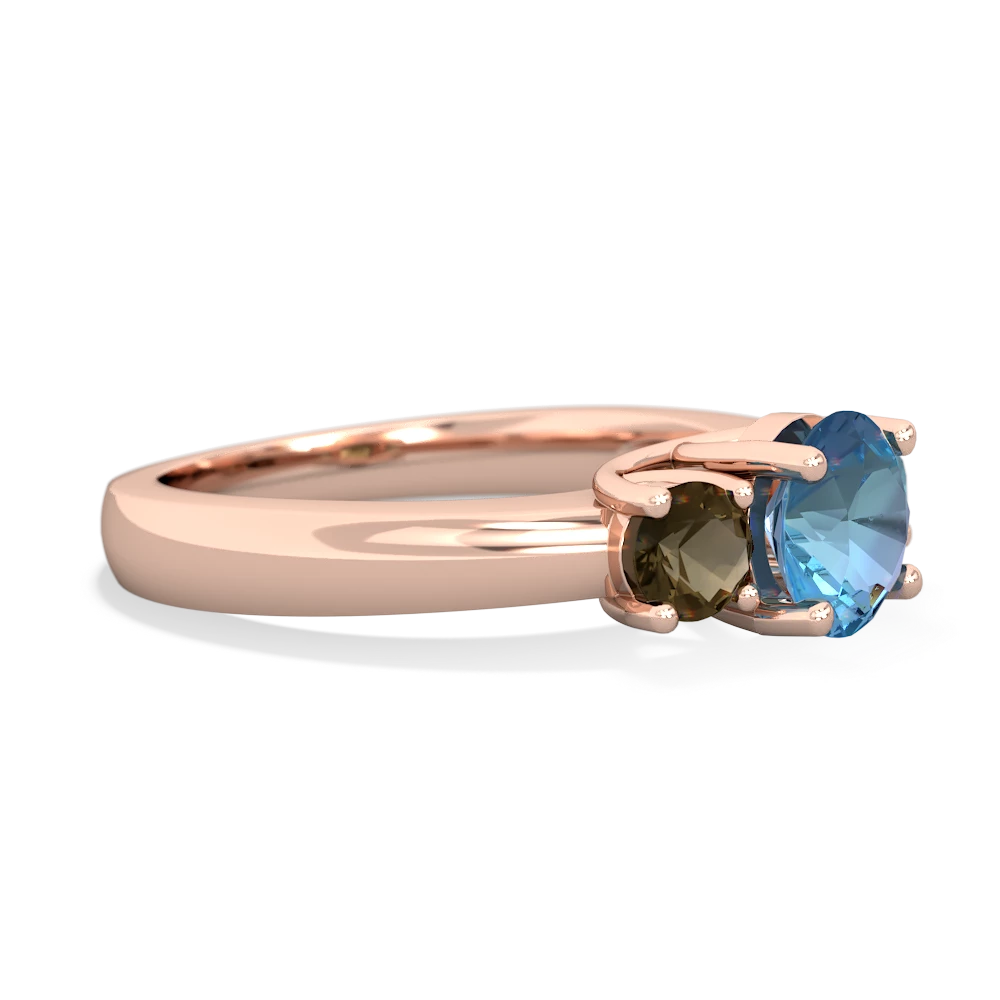 Blue Topaz Three Stone Round Trellis 14K Rose Gold ring R4018