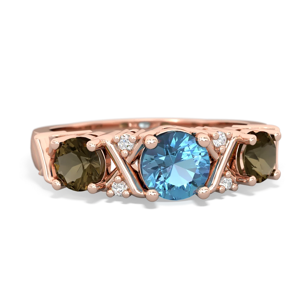 Blue Topaz Hugs And Kisses 14K Rose Gold ring R5016