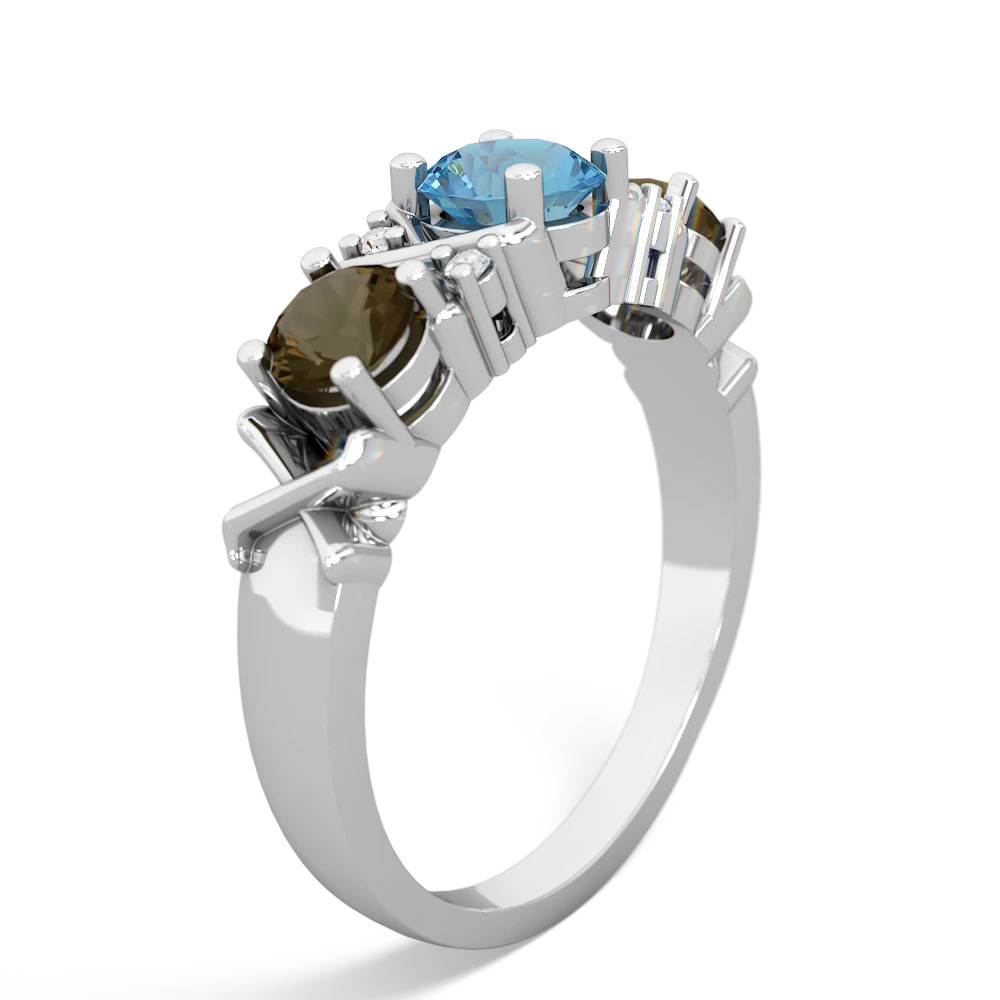 Blue Topaz Hugs And Kisses 14K White Gold ring R5016