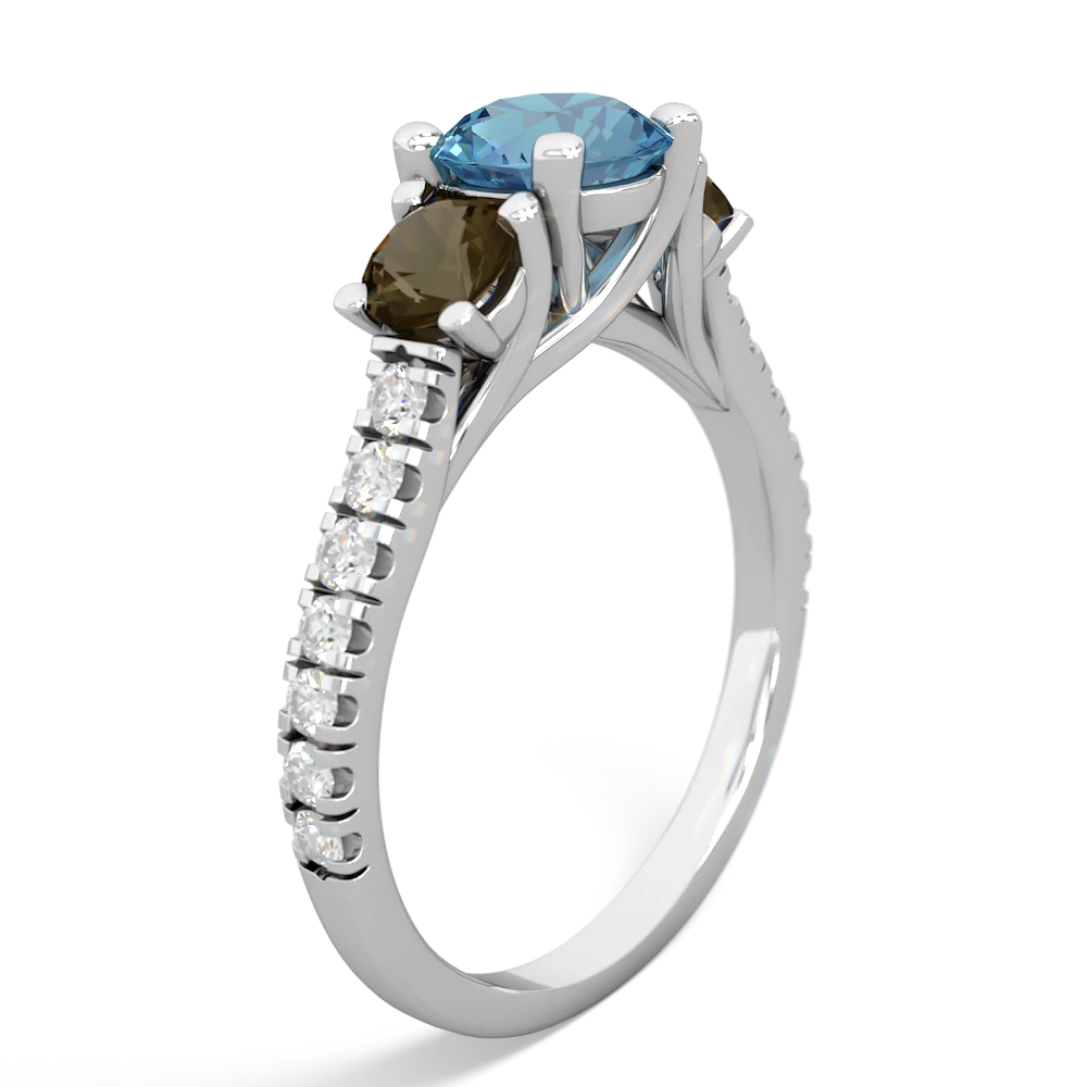 Blue Topaz Pave Trellis 14K White Gold ring R5500