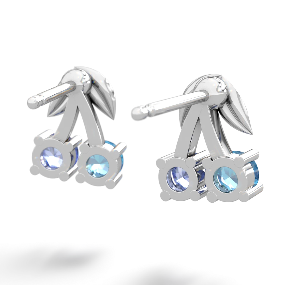 Blue Topaz Sweet Cherries 14K White Gold earrings E7001