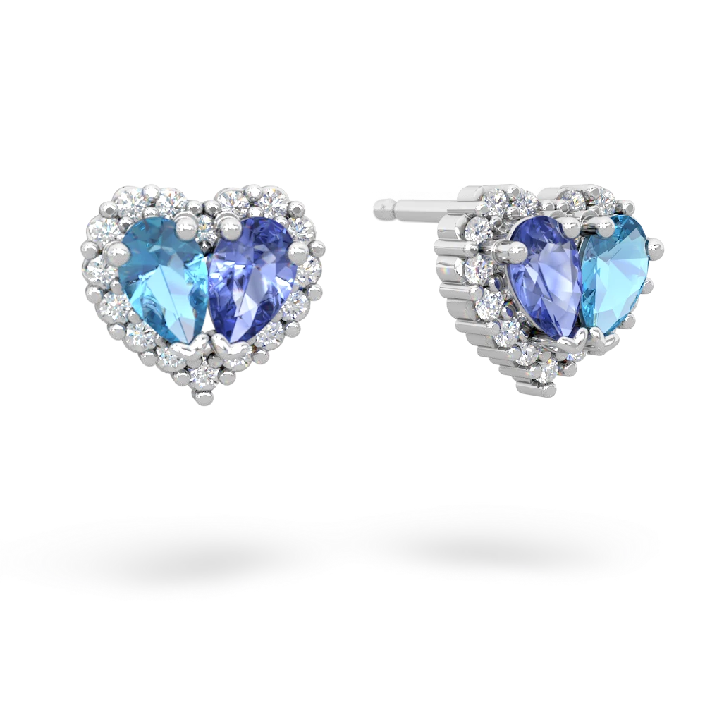 Blue Topaz Halo 14K White Gold earrings E7008