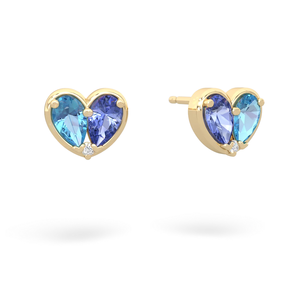 Blue Topaz 'Our Heart' 14K Yellow Gold earrings E5072