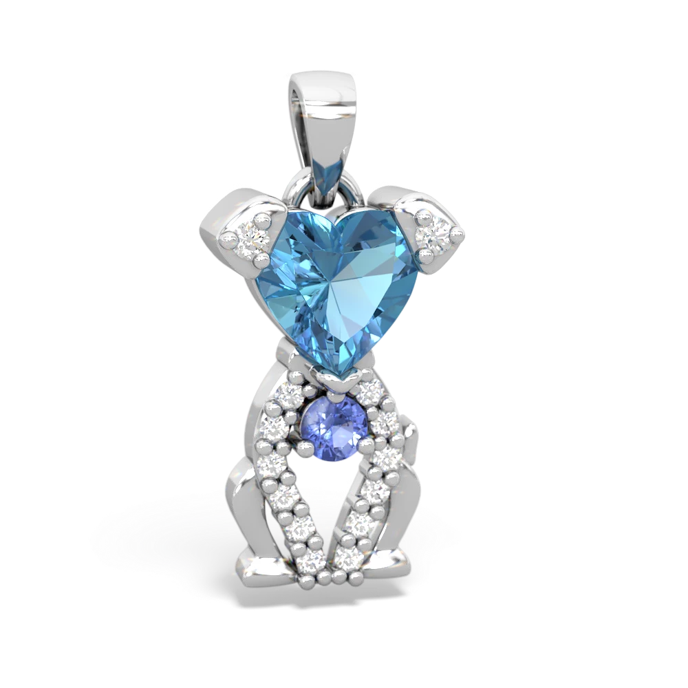 Blue Topaz Puppy Love 14K White Gold pendant P5800