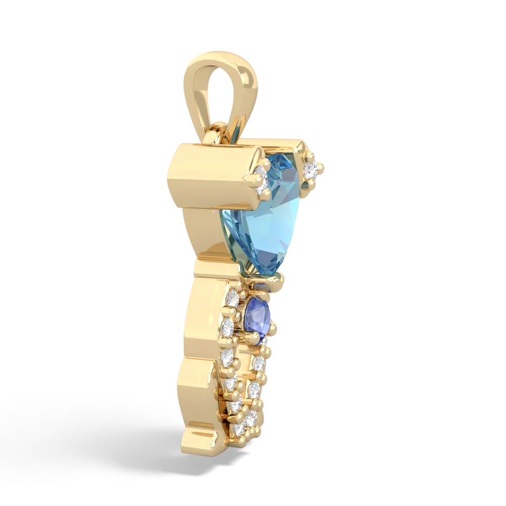 Blue Topaz Puppy Love 14K Yellow Gold pendant P5800