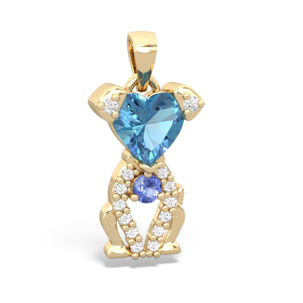 Blue Topaz Puppy Love 14K Yellow Gold pendant P5800