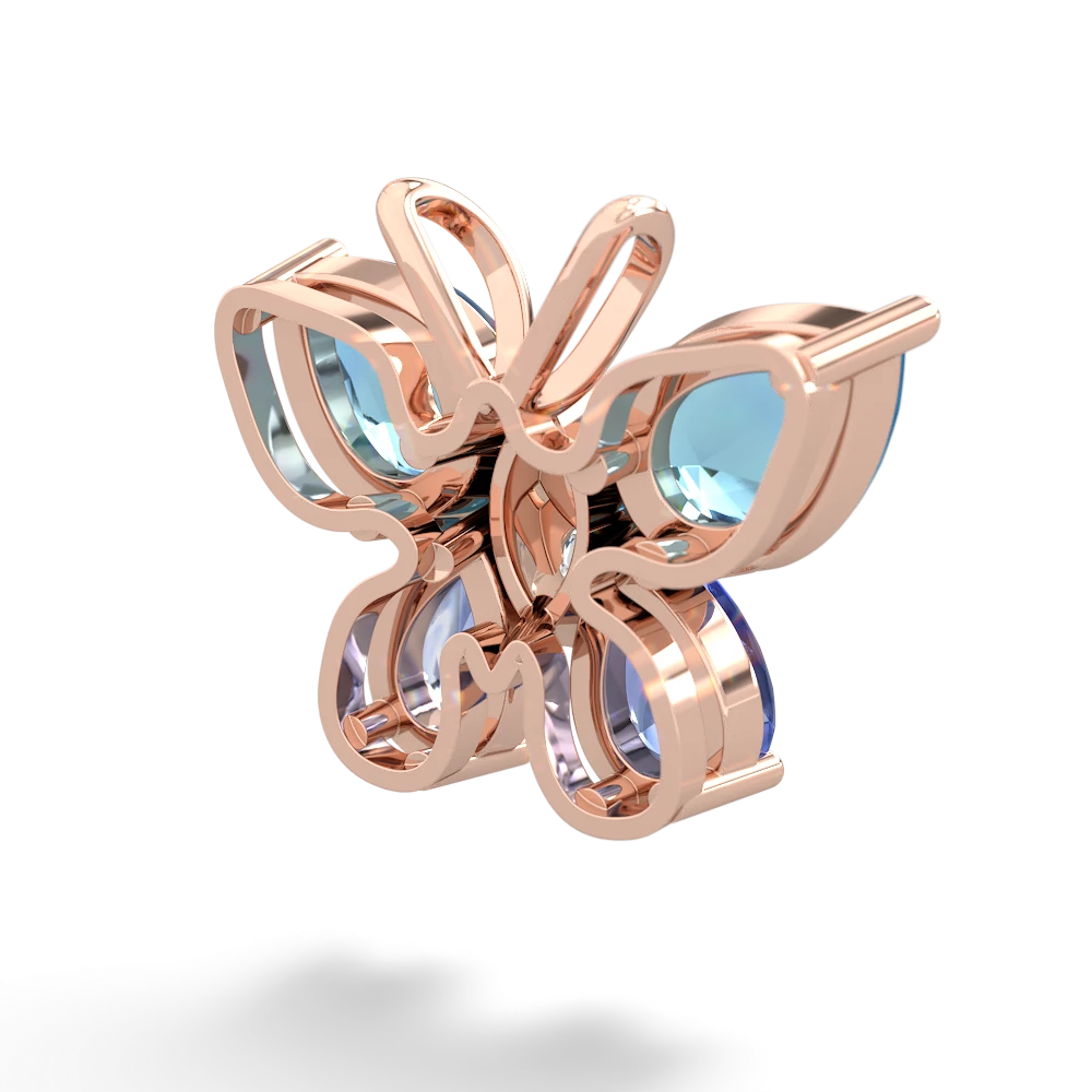 Blue Topaz Butterfly 14K Rose Gold pendant P2215