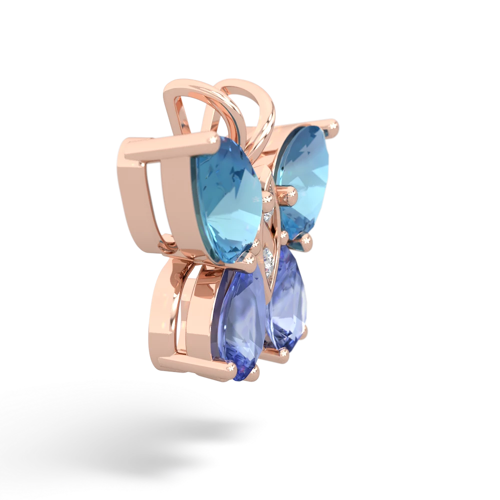 Blue Topaz Butterfly 14K Rose Gold pendant P2215