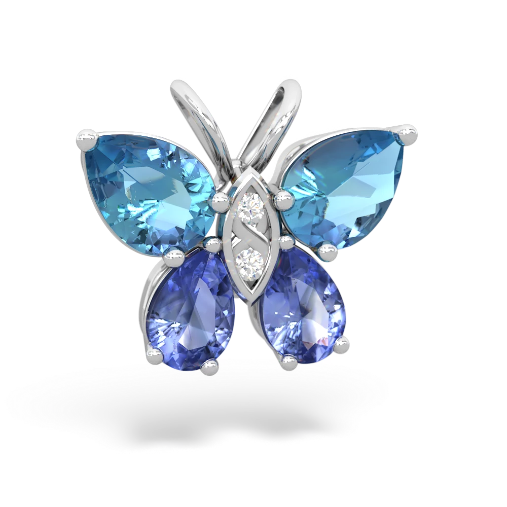 Blue Topaz Butterfly 14K White Gold pendant P2215